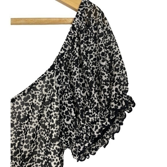 Nordstrom Abound Puff Sleeve Mesh Crop Top Ivory Black Mini Moo Large NWT - Picture 5 of 10